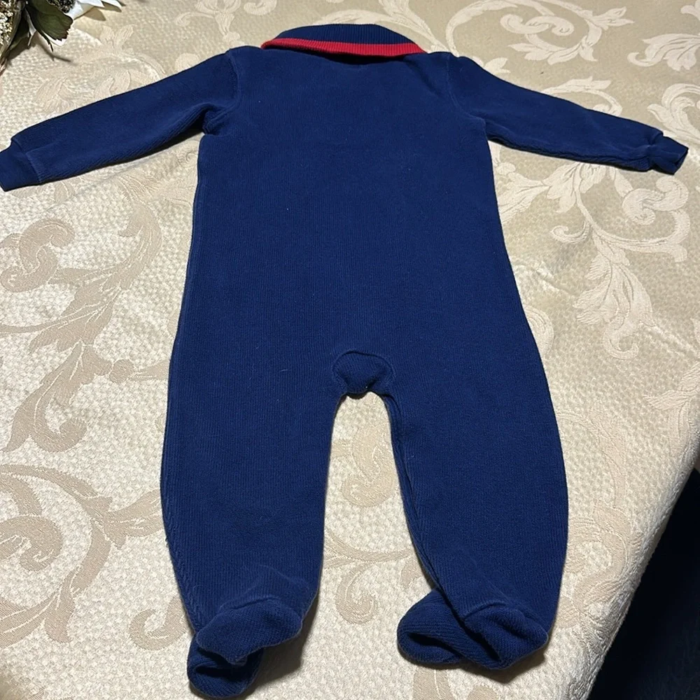 Ralph Lauren 100% Cotton Shawl Collar Footed long sleeve outfit size 9 M
